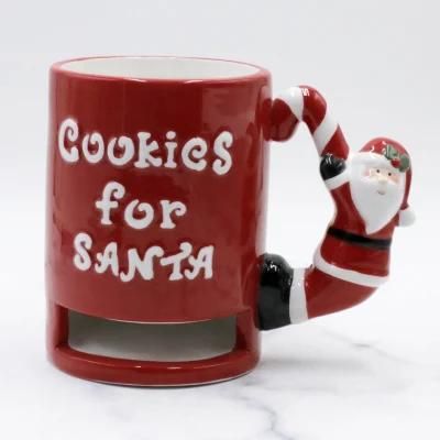 2021 Christmas Ceramic Cookie Coffee Mug with Santa Handle