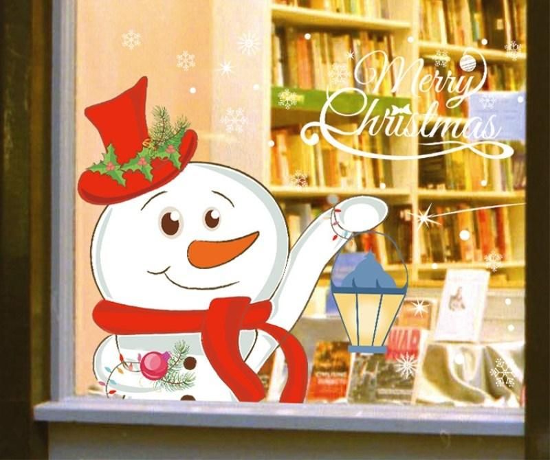 Christmas Gift Snowman Style Showcase Window Wall Sticker Decoration
