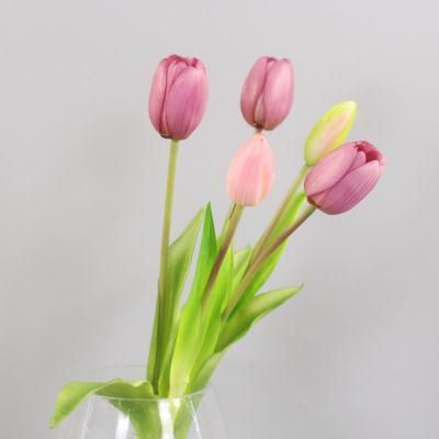 Artificial Flowers Tulips Bouquet in Glass Vase, Fake Flowers with Vase Arrangements for Home, Kitchen, Table, Office, Room, Party Decoration