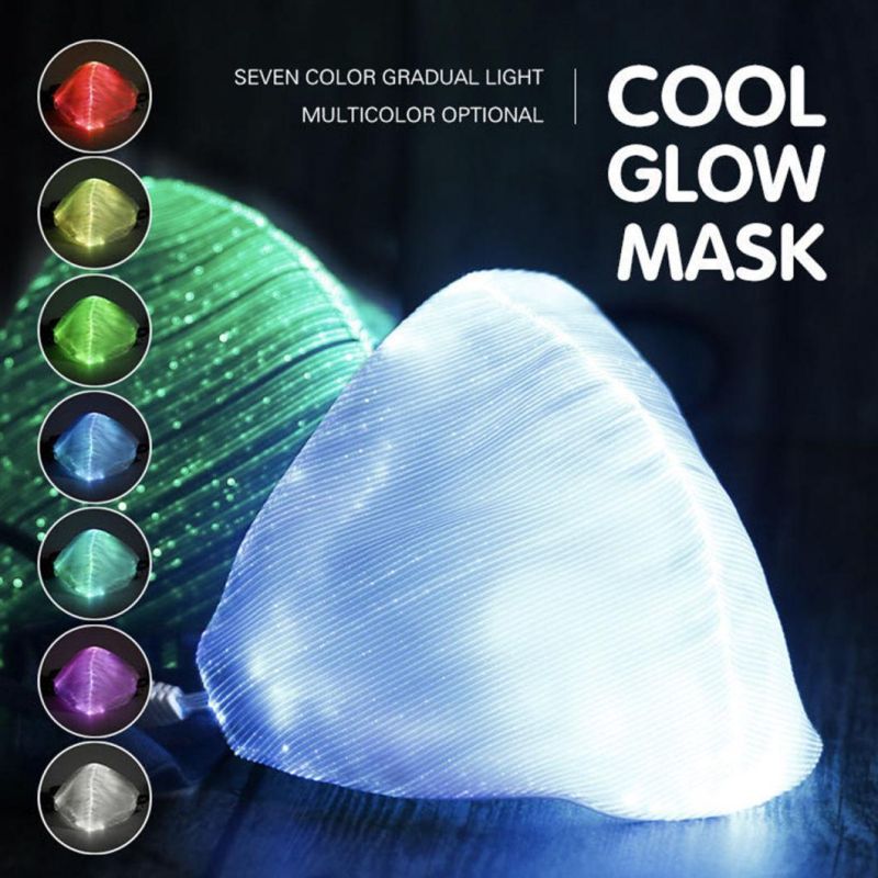 Washable Festival Party Optical Fiber Luminous Mask Halloween Face Mask