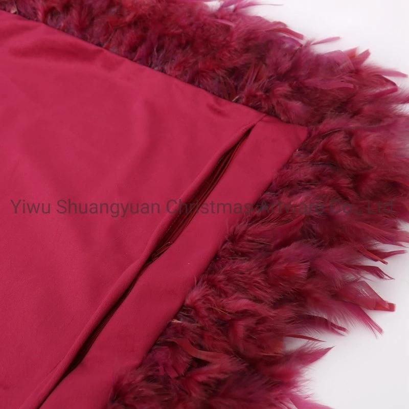 New Design Christmas Bolster Pillow with Feather for Holiday Wedding Party Home Decoration Hook Ornament Craft Gifts