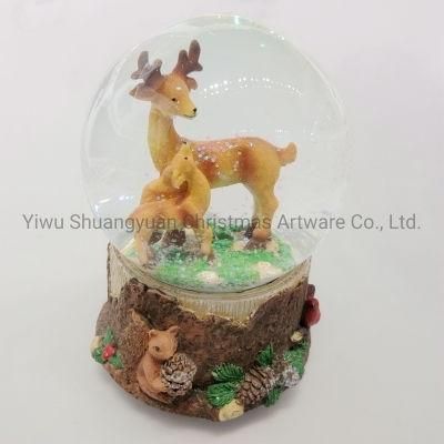 Christmas Snow Globe Deer with Music Decor for Holiday Wedding Party Decoration Supplies Hook Ornament Craft Gifts