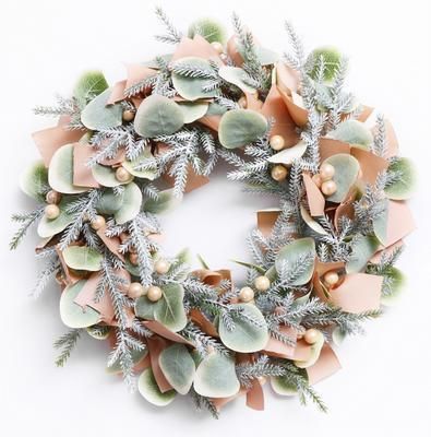 40cm Green Leaves Artificial Wreath with Ornaments Decorate