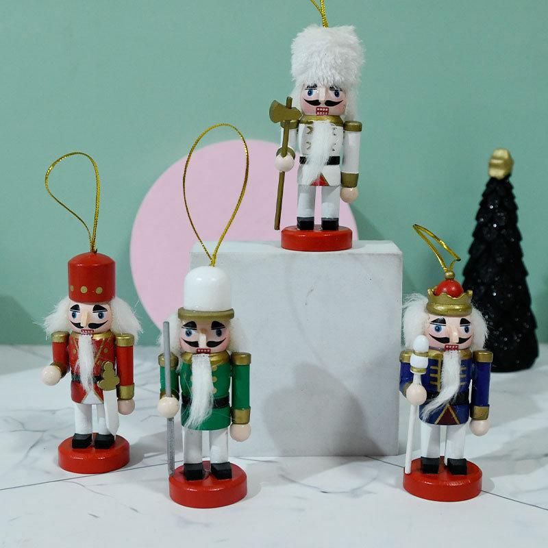 4 PCS Nutcracker Ornament Set Wooden Nutcracker Christmas Ornaments