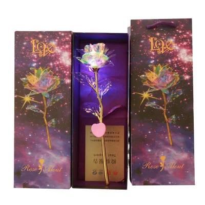 Galaxy Rose Radiant Crystal Gold Rose Luminous Rose LED Light Flower Gifts for Guests Girlfriends Promotion