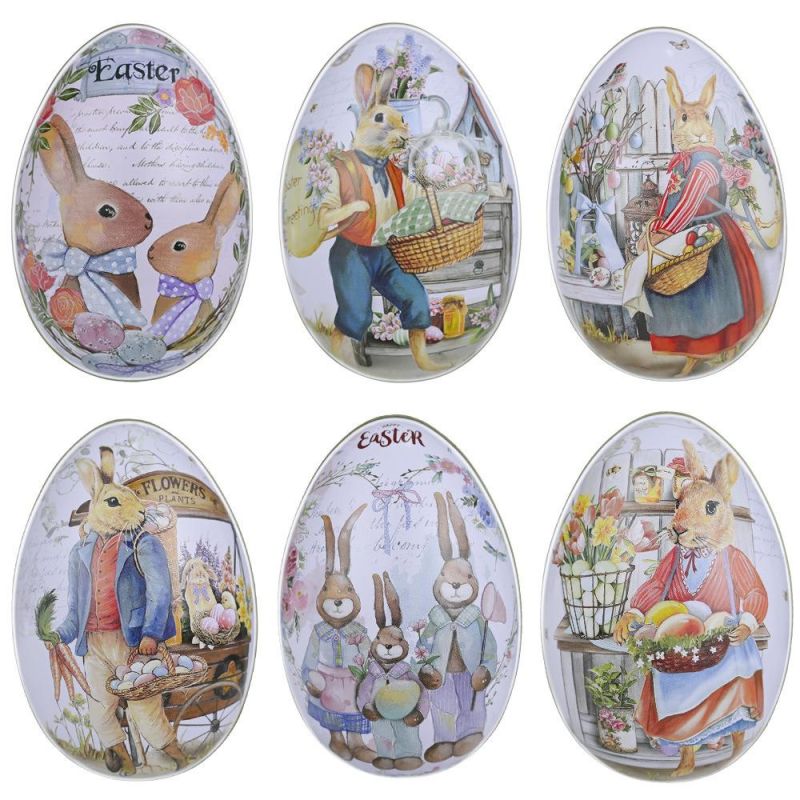 New Easter Decorations Tinned Egg Colored Rabbit Candy Eggshell Toys Surprise Easter Eggs