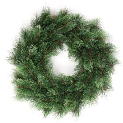 Yh2068 Modern Green Rings Pine Needle Wreath with Red Berries Christmas Wreath for Decoration