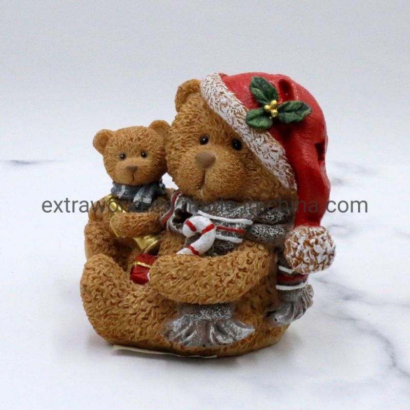 Christmas Day Gift Wholesale Resin Teddy Bear with LED Light