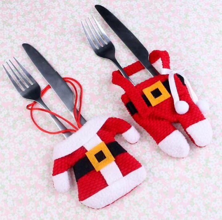 Christmas Clothes Trousers Cutlery Bag Cover Knife Spoon Fork Bag