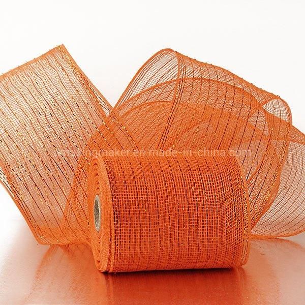 Metallic Thread 4′′ Deco Mesh Ribbons