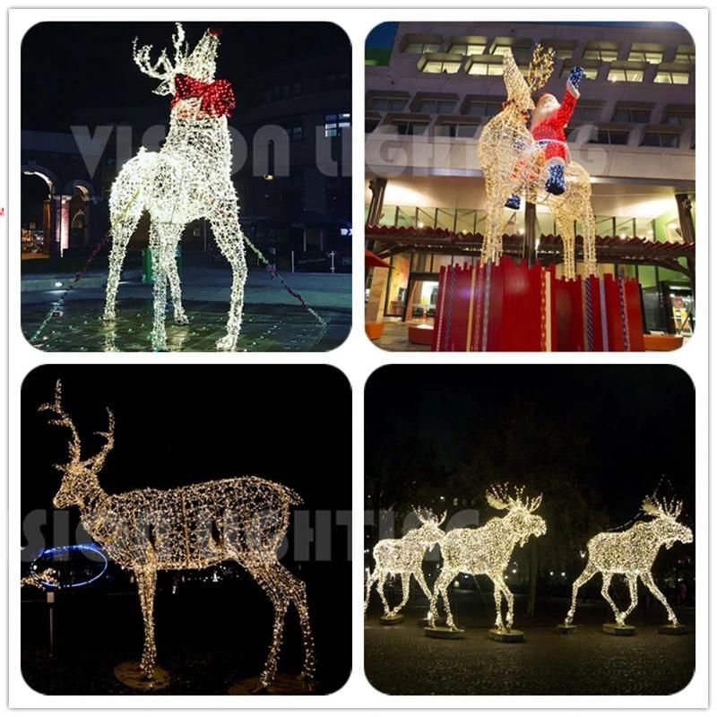 Large LED Christmas Reindeer Lighted Motif Commercial Christmas Displays