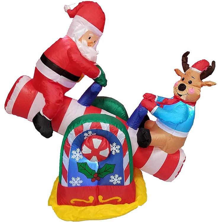 Inflatable Christmas Santa and Elk Play Seesaw