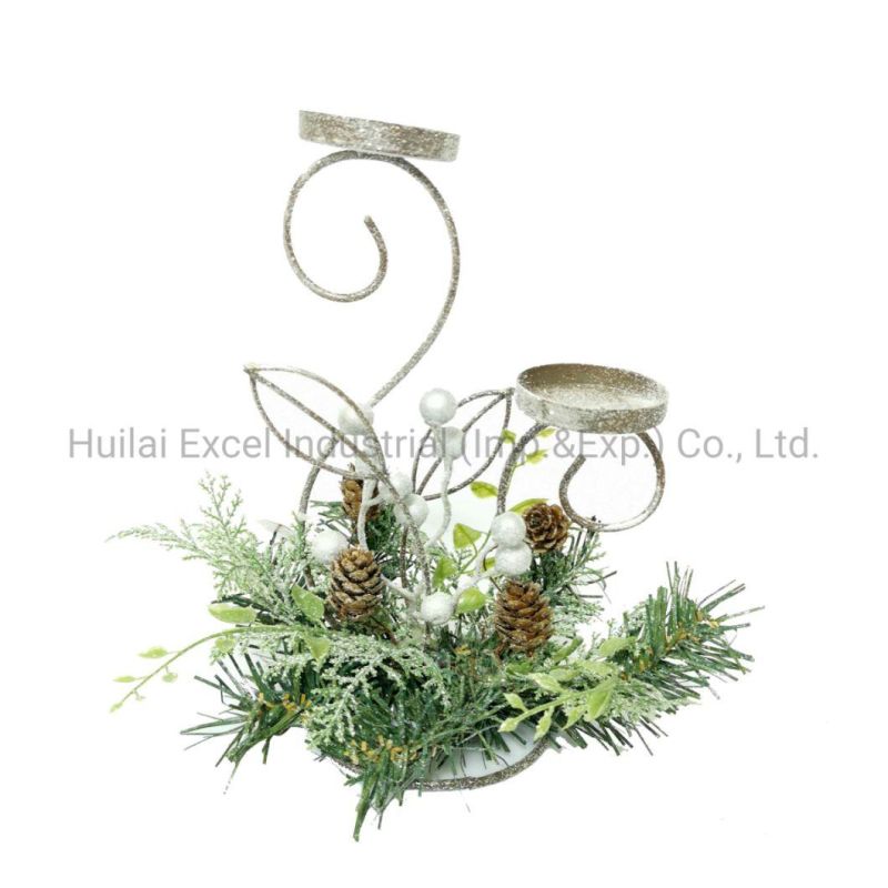 Christmas Candleholder Pine Cone Candlestick Ornament Home Decor Candleholder