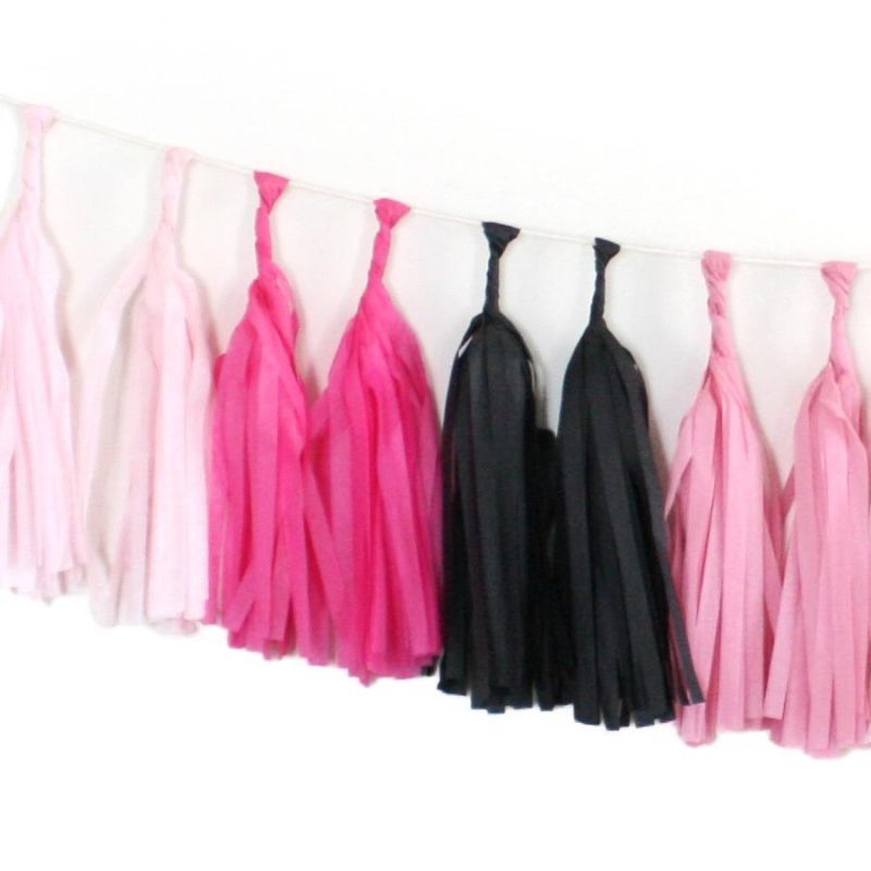 Rainbow Colored Paper Tissue Tassel Garland for Wedding Decoration with High Quality