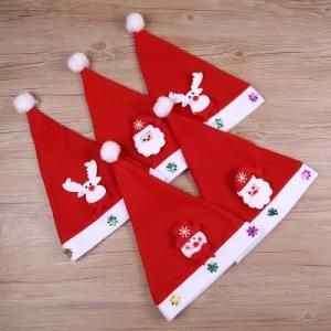 Custom Logo Plush Trim Velvet Santa Hat Children&prime;s Christmas Hat