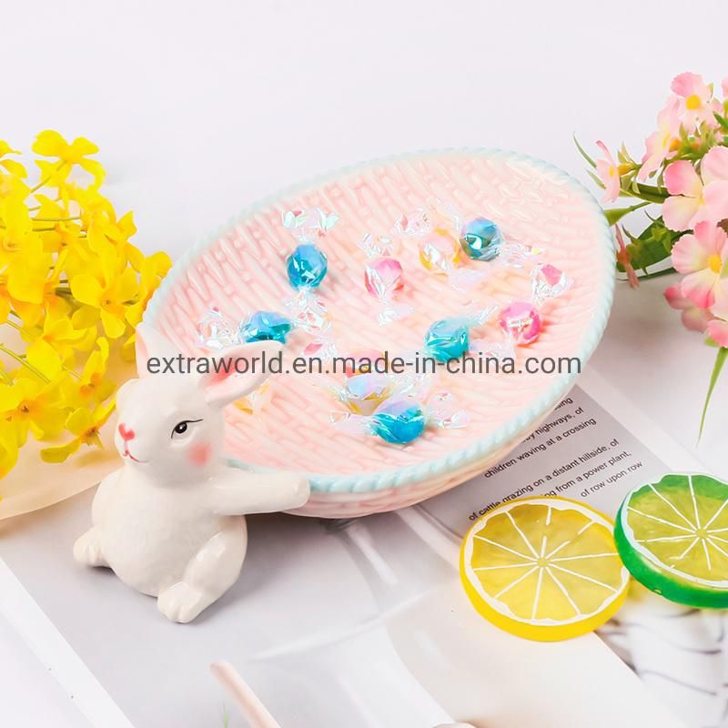 2022 Unique Creative Easter Bowl Ceramic Porcelain Bowl with Rabbit Design for Sale