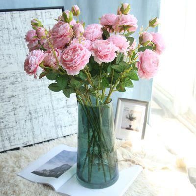 Artificial Flowers Pink Silk Peony Fake Flower Small Pieces Wedding Bouquet Design for Home Wedding Decoration Indoor