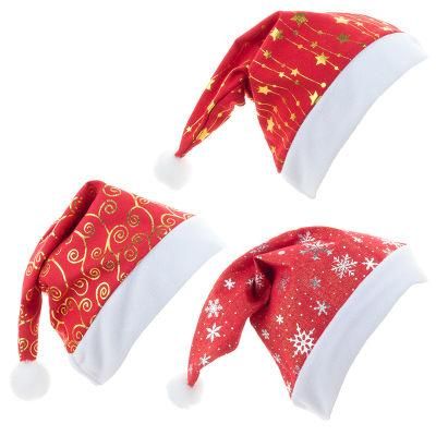 Christmas Hat Christmas Print Hat, Bronzing Stars Snowflakes Auspicious Cloud Holiday Decorations Cap