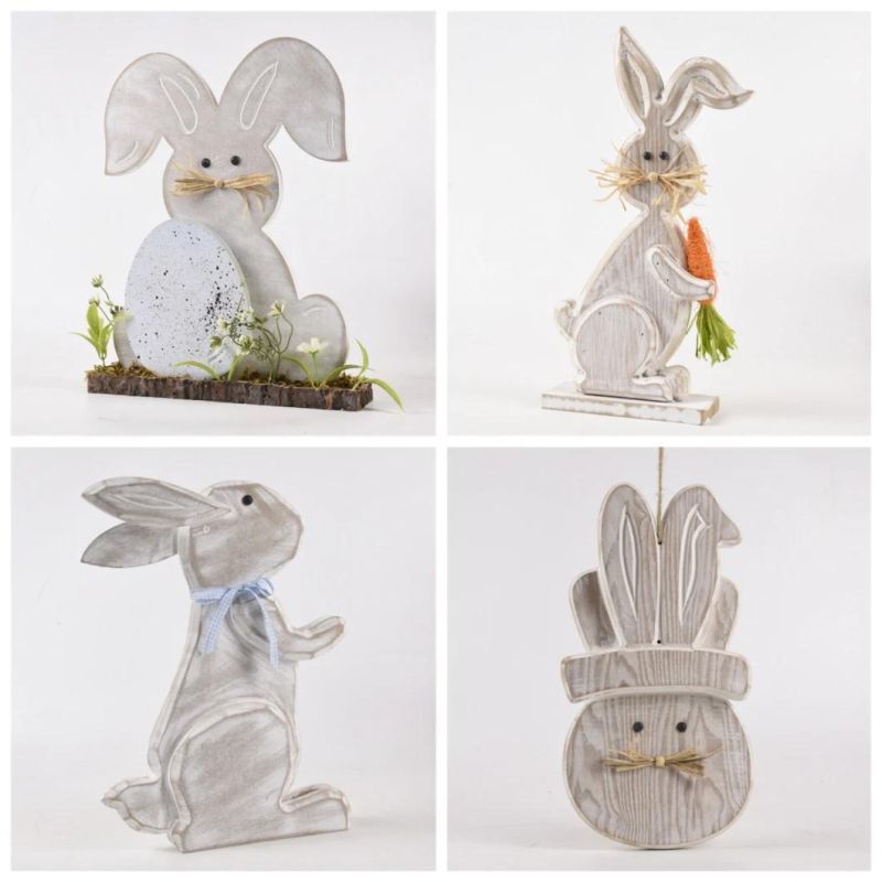 Factory Customized Standing Bunny Home Decor Easter Wooden Decoration