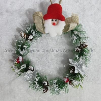 Christmas Hanging Wreath with Santa for Holiday Wedding Party Decoration Supplies Hook Ornament Craft Gifts