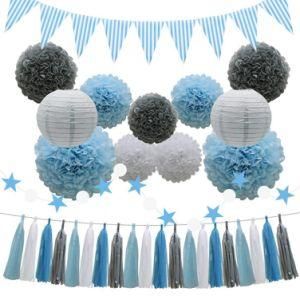 Umiss Paper Bunting Garland Hanging Party Decoration Set for Baby Boy Birthday
