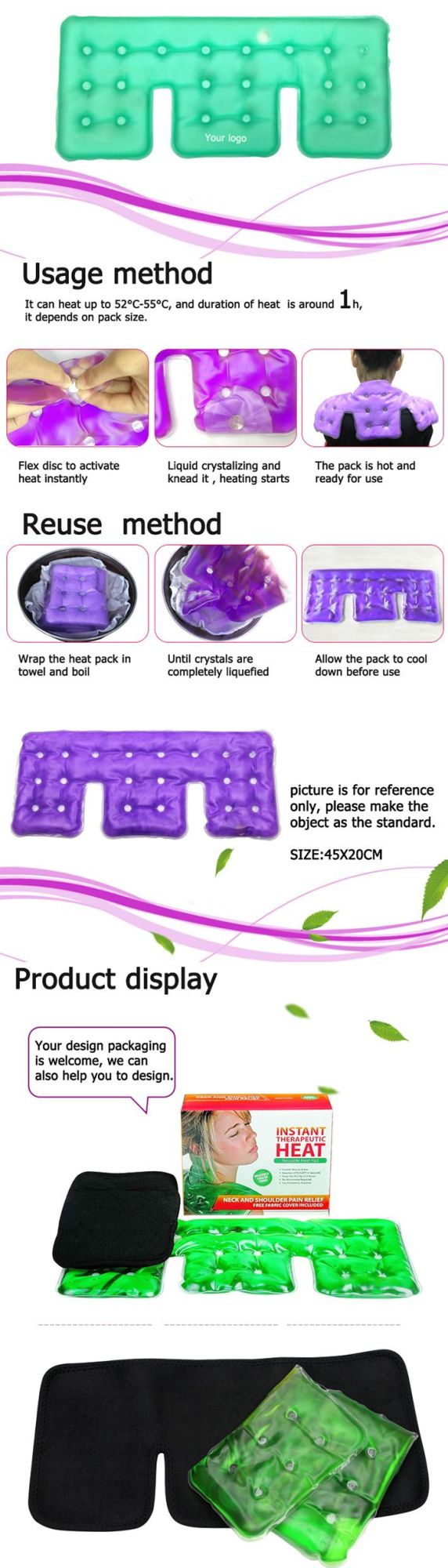 Coin Activated Gel Heat Pack Sodium Acetate Shoulder Heat Pack