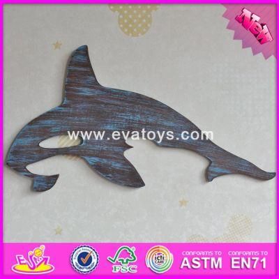 2017 Wholesale Best Home Decorations Wooden Wall Hanging, New Design Fish Shape Wooden Wall Hanging W09d016