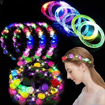 LED Flower Crown LED Flower Wreath Headband Luminous Flower Headdress
