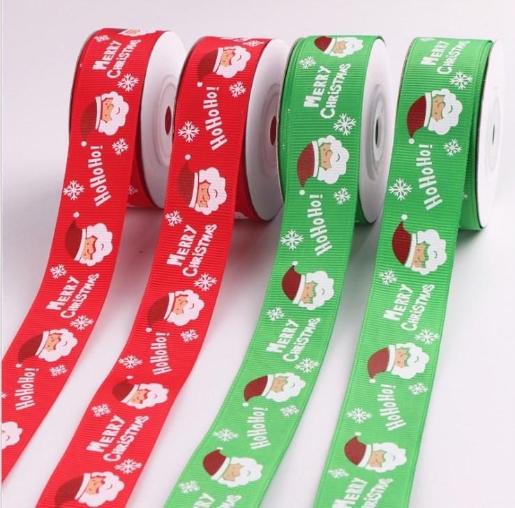 Polyester Colorful Christmas Satin Ribbon Tape for Decoration Packing 2.5cm Width 10yards Cute Ribbon