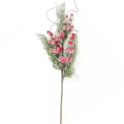 Artificial Red Berry Holly Leaves Berries Stems Berry Bunches for Christmas Tree Decor