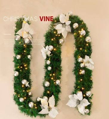 Christmas Garland Decoration Wreath 2021 Hot Sale String Lights Christmas Wreath Artificial Pinecones
