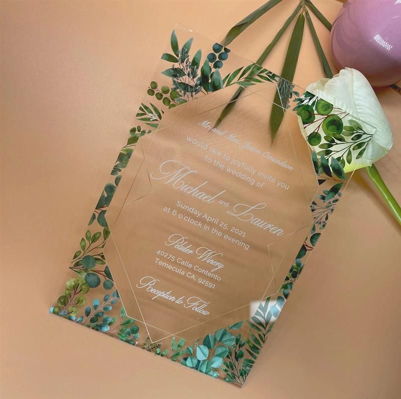 Custom Designs Wedding Decoration Elegant Transparent Acrylic Luxury Wedding Invitation Card