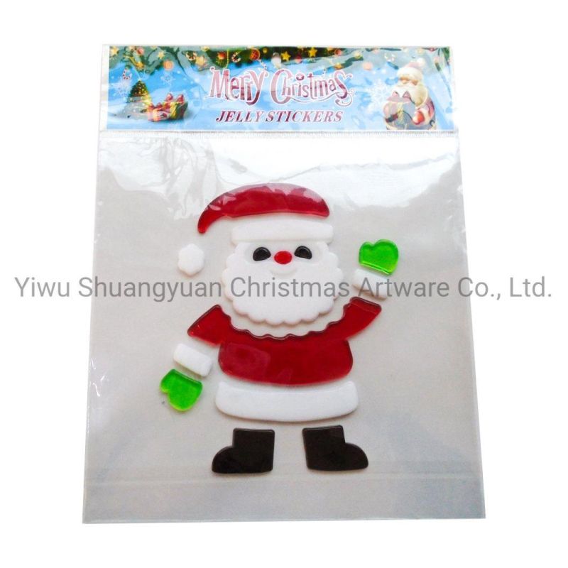 Santa Clause Shaped TPR Christmas Jel Sticker Jelly Sticker Christmas Window Sticker Door Sticker Fridge Sticker Toilet Sticker Wall Sticker