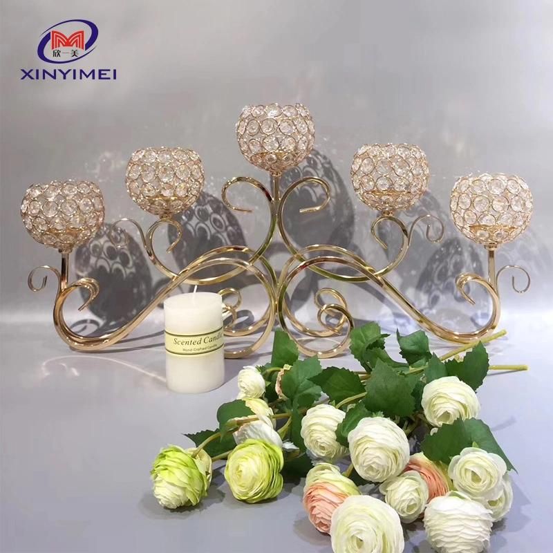 Elegant Gold Metal Dining Table Candle Holder Wedding Centerpiece