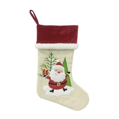 2021 Decoration Santa Socks Felt Custom Blank Faux Fur Luxury Christmas Stocking