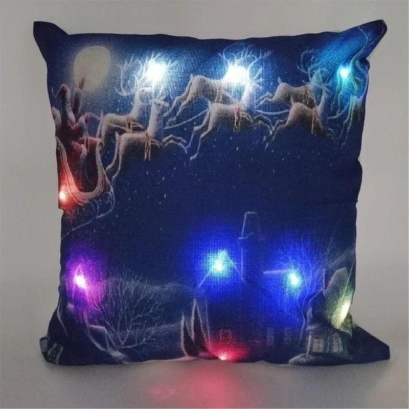 Settee Coloured LED Light Soft Burlap Pillow Case for Christmas Decoration