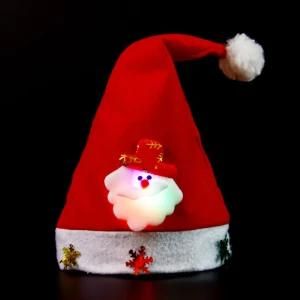 Factory High Quality Cheap Christmas Santa Claus Hat LED Kids Mini Christmas Party Hats LED Christmas Hat with Light