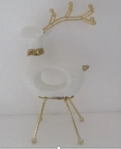 Ceramic Decoration Deer with Gold Color Decor for Christmas