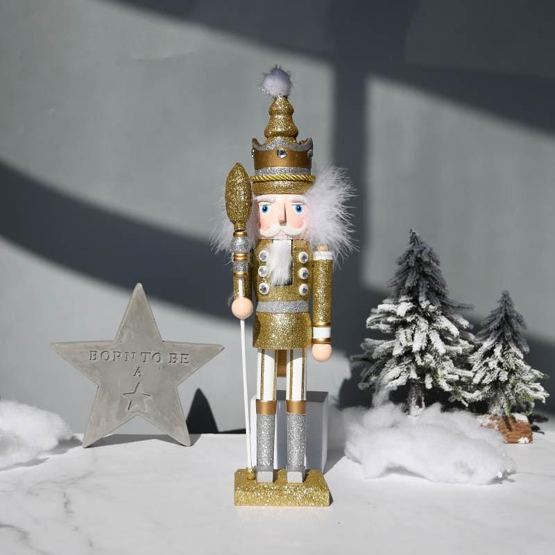 42cm Christmas Decorative Nutcracker, Handmade Wooden Traditional Festive Collectible Nutcracker