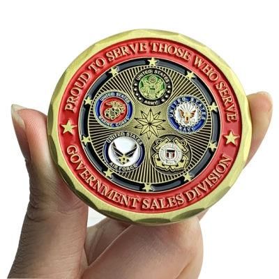 China Manufacture Custom Soft Enamel Antique Gold Souvenir America Challenge Coin