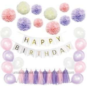 Umiss Paper Flowers Tassel Garlands Happy Birthday Decorations Party Decoration OEM