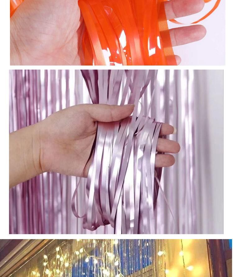 Showsea Party Decoration Aluminum Foil Curtain Tinsel Festival Background Sparkling Laser Colorful 1*2.5m Foil Fringe Square