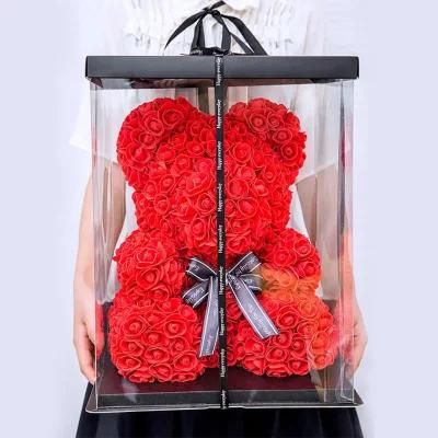 Foam Rose Teddy Bear with Gift Box Teddy Rose Bear Foam Rose Bear Valentine Gifts 2021