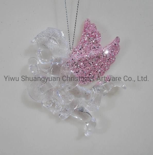 Artificial Christmas Acrylic Decoration with Bowknot Angel Heart Star Bell Supplies Ornament Craft Gifts for Holiday Wedding Party