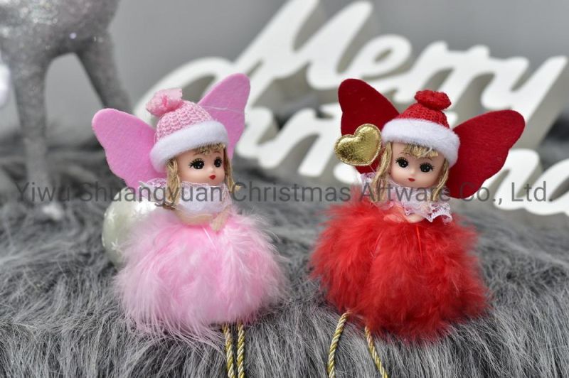 Stock New Design High Sales Christmas Plush Angel for Holiday Wedding Party Decoration Supplies Hook Ornament Craft Gifts