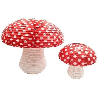 8 &quot; 14&quot; Big Red Lovely Mushroom Paper Lantern Birthday Party Decoration Children Cartoon Portable Lantern Jungle Set Photo Prop