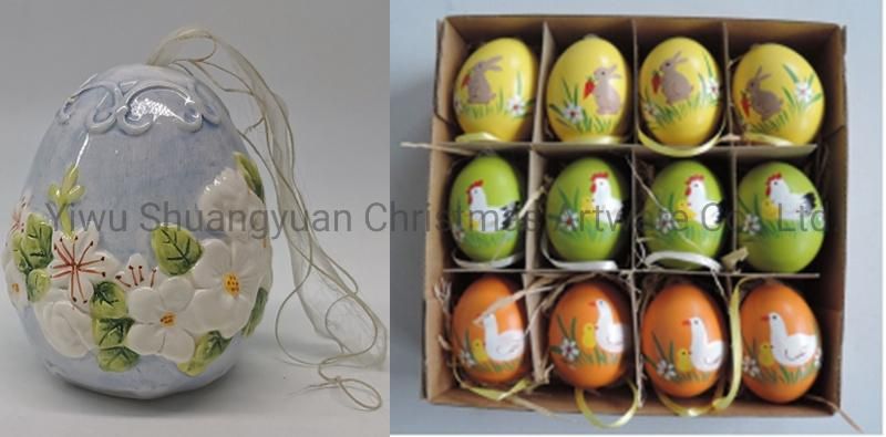 Ceramic Colorful Easter Egg for Holiday Wedding Party Decoration Supplies Hook Ornament Craft Gifts