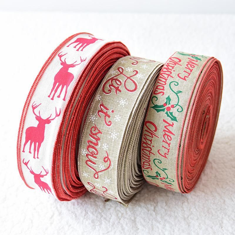 Christmas Ribbon, Exquisite Pattern, Ribbon, Ribbed Ribbon, Gift Wrapping Ribbon