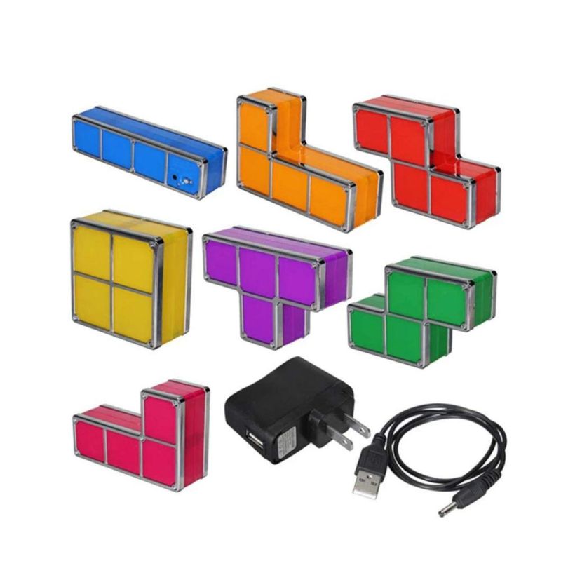 7 Colors Retro Game Themed Tetris Stackable Novelty Night Light