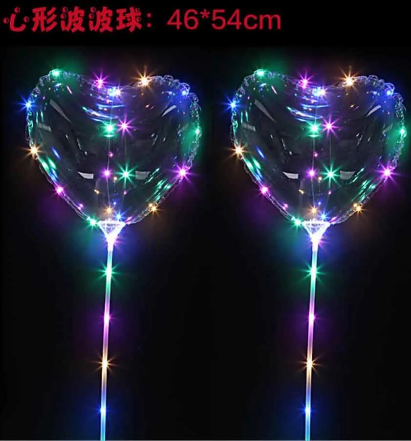 Luminous Colorful Light Party Decorations LED String Heart Shape Bobo Balloon